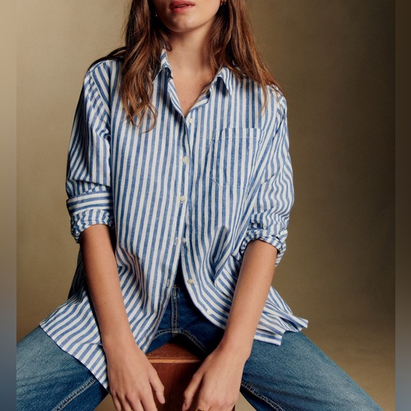 Sezane Blue and White Striped Top size 36/4 - Picture 1 of 1
